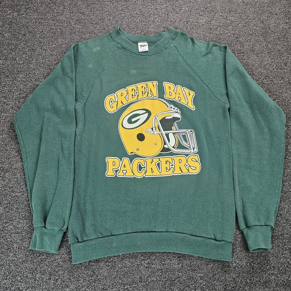 Vintage Green Bay Packers Sweatshirt Mens Large 80s Trench NFL Football Made USA